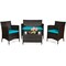 Costway 4PCS Rattan Patio Furniture Set Cushioned Sofa Chair Coffee Table